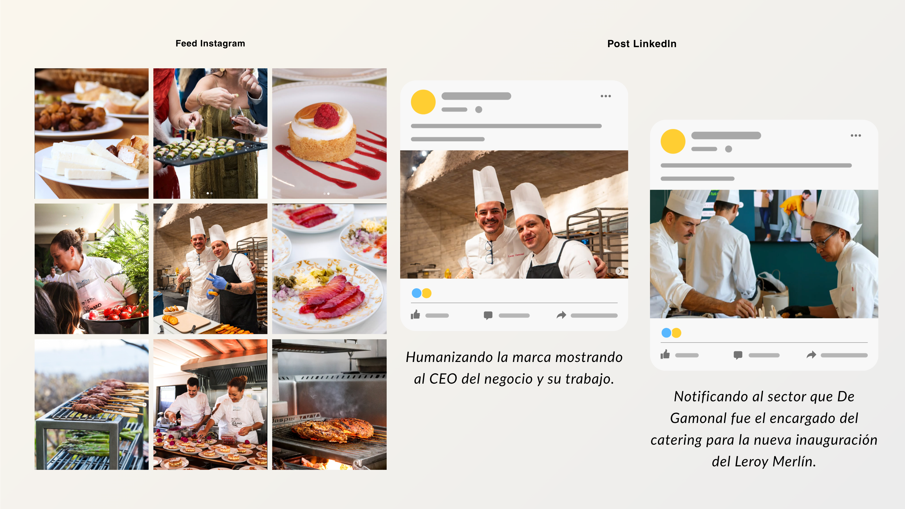 Feed Instagram y posts LinkedIn propuestos para el Grupo De Gamonal